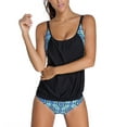 thumbnail image 2 of Eternatastic Women's Stripes Lined Up Double Up Tankini Swimwear Swimsuit XXXL Blue-Floral, 2 of 3