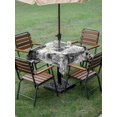 thumbnail image 4 of Outdoor Tablecloth with Umbrella Hole for Patio/Picnic/Party/Camping, Grey Architecture Waterproof Table Cloth Square Cover Washable, Abstract City Vintage Eiffel Tower (54"x 54"), 4 of 9
