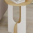 thumbnail image 3 of JV Home Luna Table d'Appoint Ronde Étroite Moderne avec Rangement Table Basse Décorative Étroite de Nuit / Petite Table de Nuit pour Salon Chambre 15,8 Pouces (Chêne - Blanc), 3 of 7