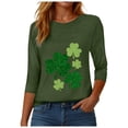 thumbnail image 5 of felwors Womens 3/4 Sleeve Crew Neck Valentine T Shirts Love Heart Printed Graphic Tee Tops (Army Green, XL), 5 of 8