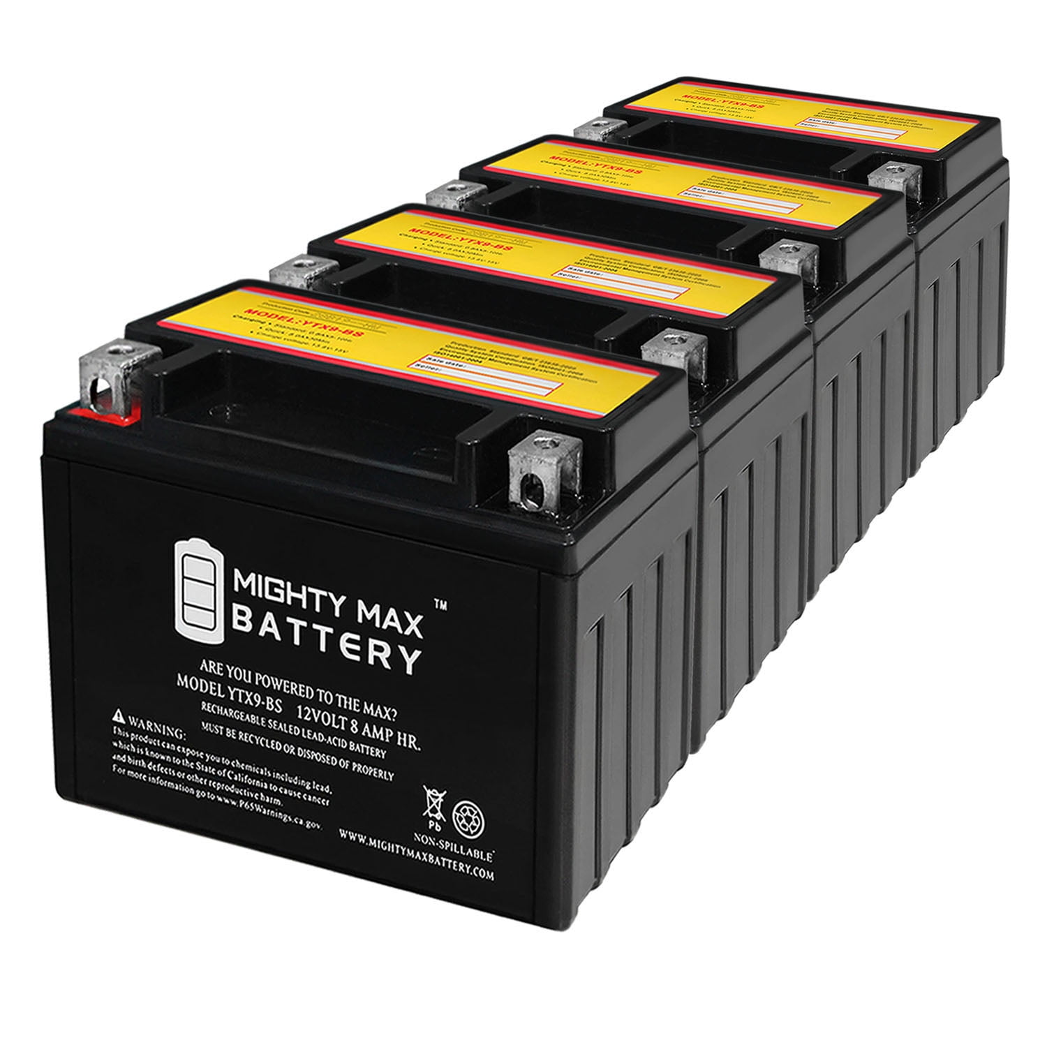 YTX9-BS Battery for Kawasaki 900 ZX900E,F Ninja ZX9R 00-03 - 4 Pack