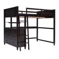 thumbnail image 3 of Full size Loft Bed with Drawers and Desk, Wooden Loft Bed with Shelves - Espresso, 3 of 9