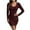 Wine, variant on VEKDONE Women's Sweater Dress Ribbed Knit Long Sleeve Cute V Neck Bodycon Mini Sweaters Dresses Solid Color Slim Fit Jumper Dress Gray L