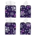 thumbnail image 2 of Yiaed Christmas Purple Snowflakes Print Tissue Box Cover, PU Leather Decorative Organizer for Tabletop, Bathroom, Car, Office Creative Decorative, 2 of 7