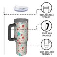 thumbnail image 4 of 40oz Pioneer Flower Floral Print Pattern Insulated Tumbler with Handle, BPA-Free Leak Proof Lid and Straws, Double Wall Vacuum, Hot 12h/Cold 34h, 4 of 6