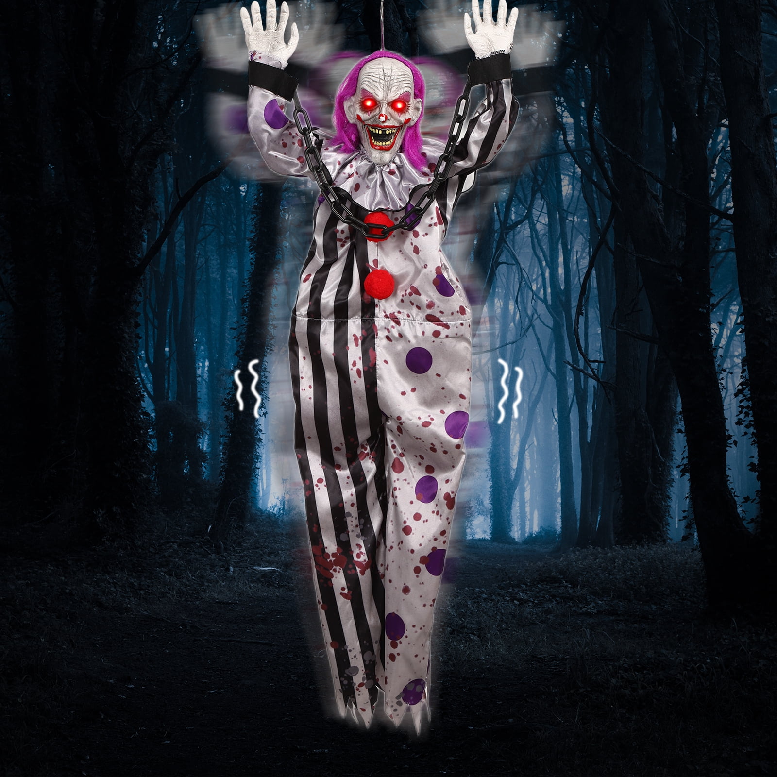 Halloween Hanging Clowns Decorations 60” Hanging Clown with Creepy