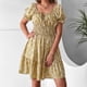 thumbnail image 4 of Vestido de cintura alta con volantes y estampado floral con mangas abullonadas y cuello cuadrado a la moda de verano para mujer Fridja bnh7063, 4 of 9