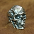 thumbnail image 3 of 925 Sterling Silver High Detail Skull Ring Biker Punk Jewelry TA50 US Size 8, 3 of 17