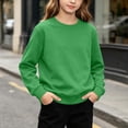 thumbnail image 3 of dazeni Boys Sweatshirts Long Sleeve Boy Crewneck Relaxed Soft Pullover Tops Solid Casual Basic Sweatshirt Green 1-2 Years, 3 of 7
