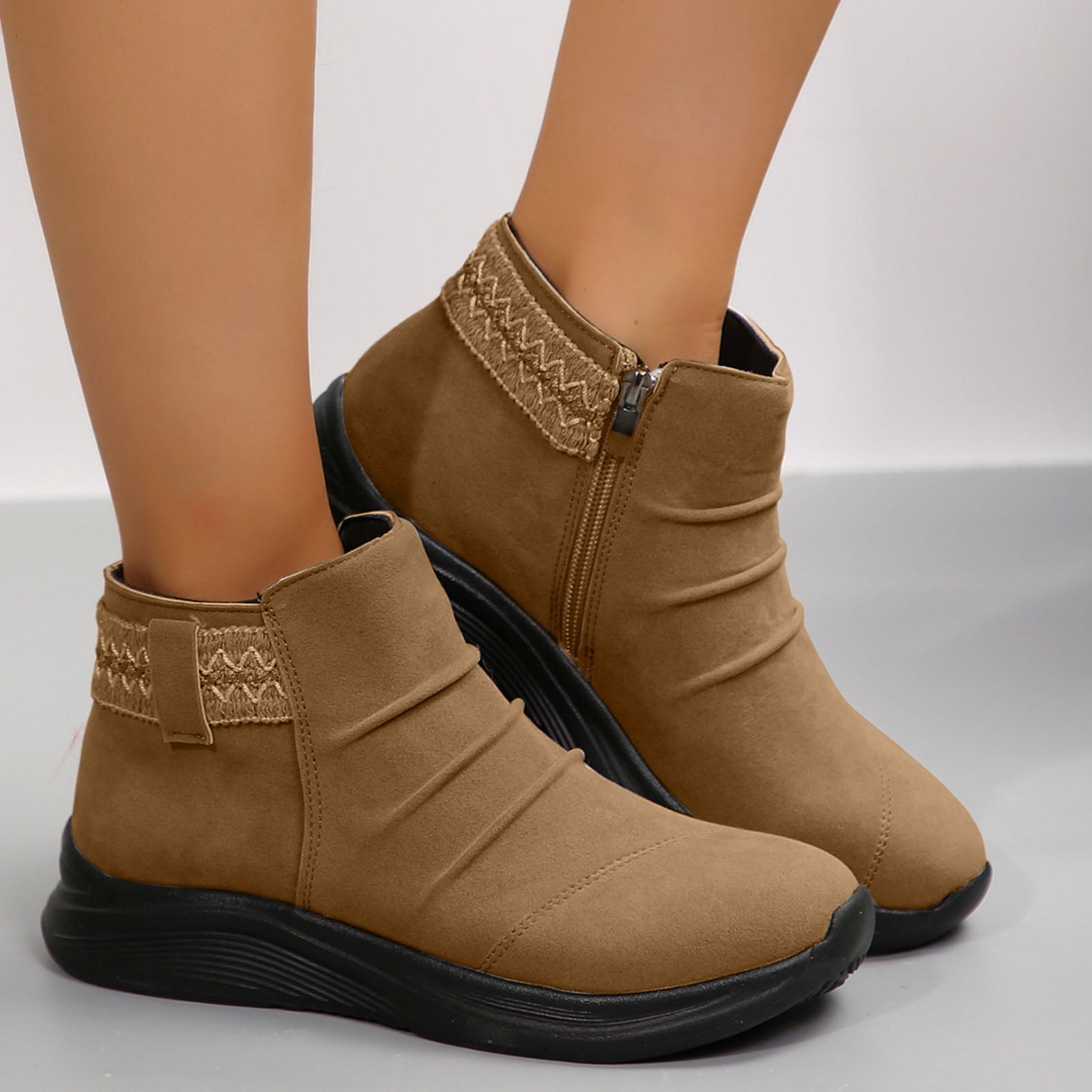 Ethnic Orthopedic Walking Boots for Women Slouchy Boho Fashion