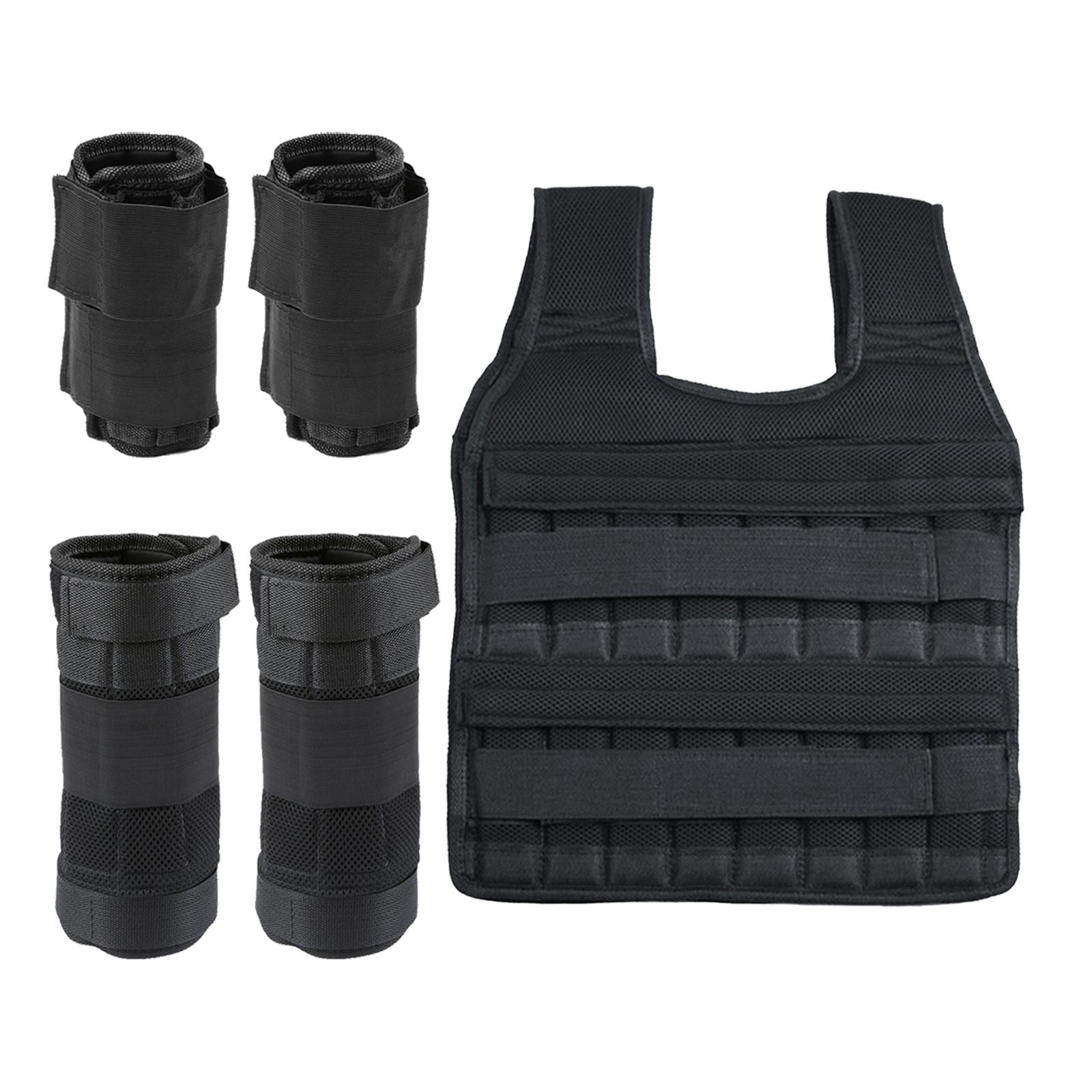 Gilet Lesté Réglable 20 Kg – 16 Poches, Tissu Oxford, Bretelles Larges, Pour Musculation, Boxe Et Cardio