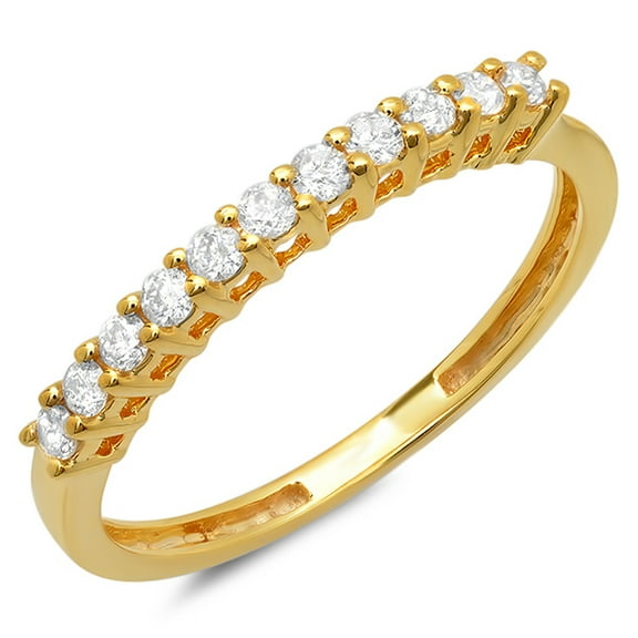 Dazzlingrock Collection 0.28 Carat (ctw) 14K Round White Diamond Ladies Anniversary Stackable Band 1/4 CT, Yellow Gold, Size 8.5