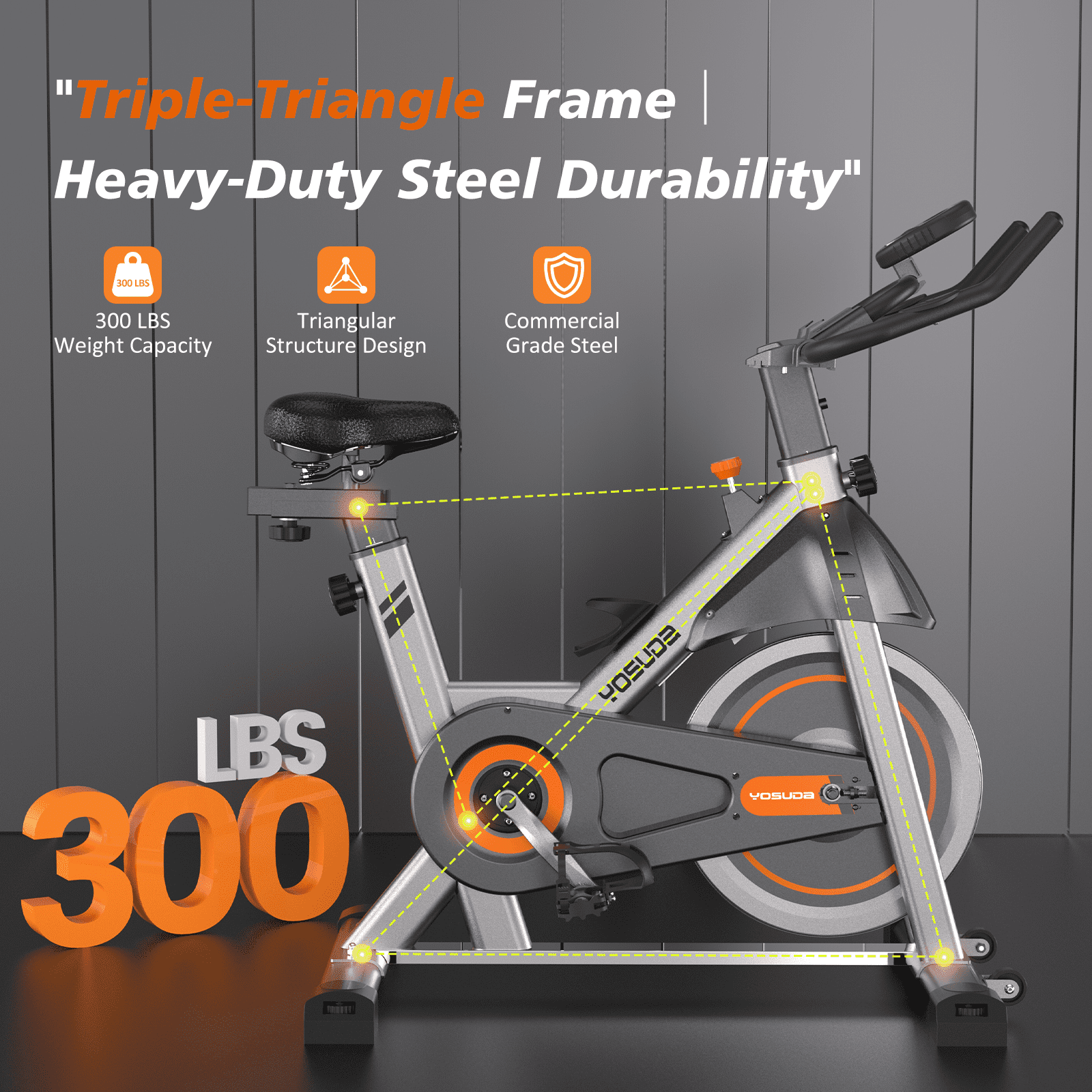 YOSUDA Indoor Cycling Bike, 330 lbs Capacity, Comfort Seat, LCD Monitor