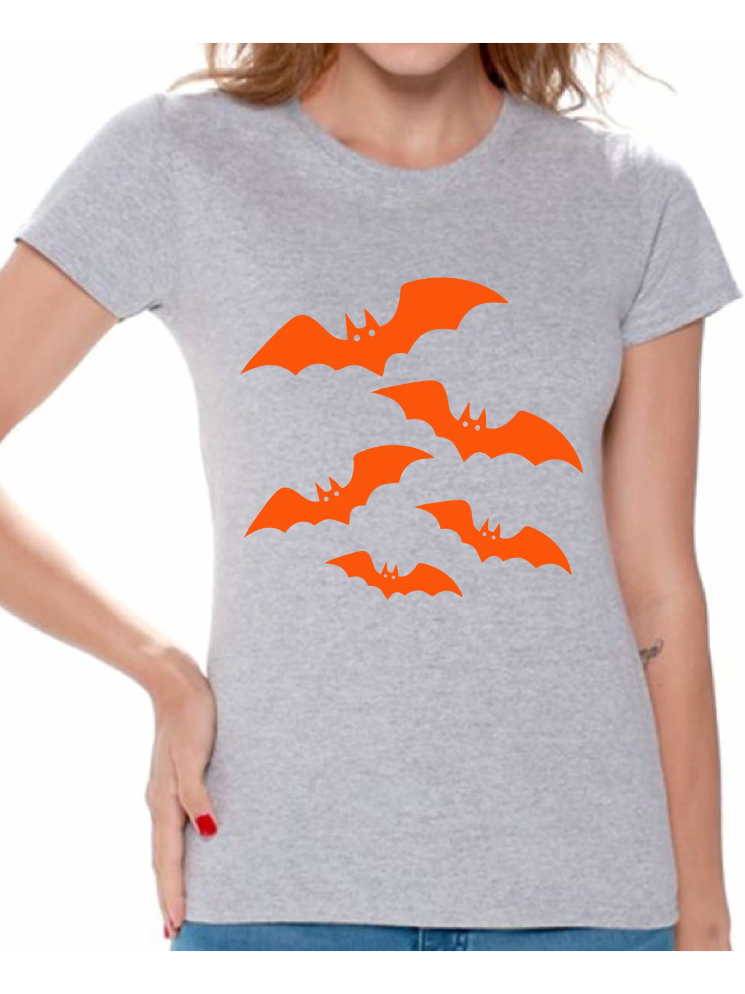 Awkward Styles Orange Bats Tshirt for Women Halloween Bats Shirt Women