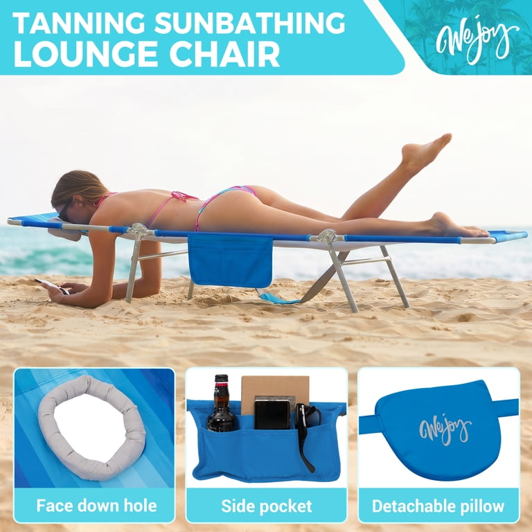 WEJOY Beach Chaise Lounge, 5-Position Tanning Chair with Face Hole photo 7
