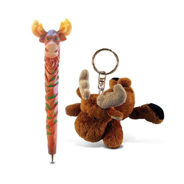 Download Planet Pens Puzzled Moose Bundle Set Of 2 Adorable Brown Plush Keychain Writing Ballpoint Pen Fun Cute Kids Adults Elk Wild Life Collection Stuffed Animal Accessories