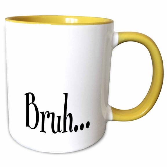 3drose, Image of Word Bruh, 15oz Two-tone Yellow Mug