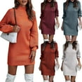 thumbnail image 2 of TrdSipl Womens Cable Knitted Sweater Dress Long-Sleeve Turtleneck Bodycon Pleated Mini Dress Winter Chunky Casual a Line Short Dresses, 2 of 9