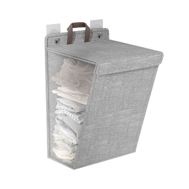 Cesto de ropa sucia colgante Roofei, para colgar sobre la puerta, organizador de ropa sucia, cesta de malla para colgar en la pared, para baño, armario, dormitorio, color gris