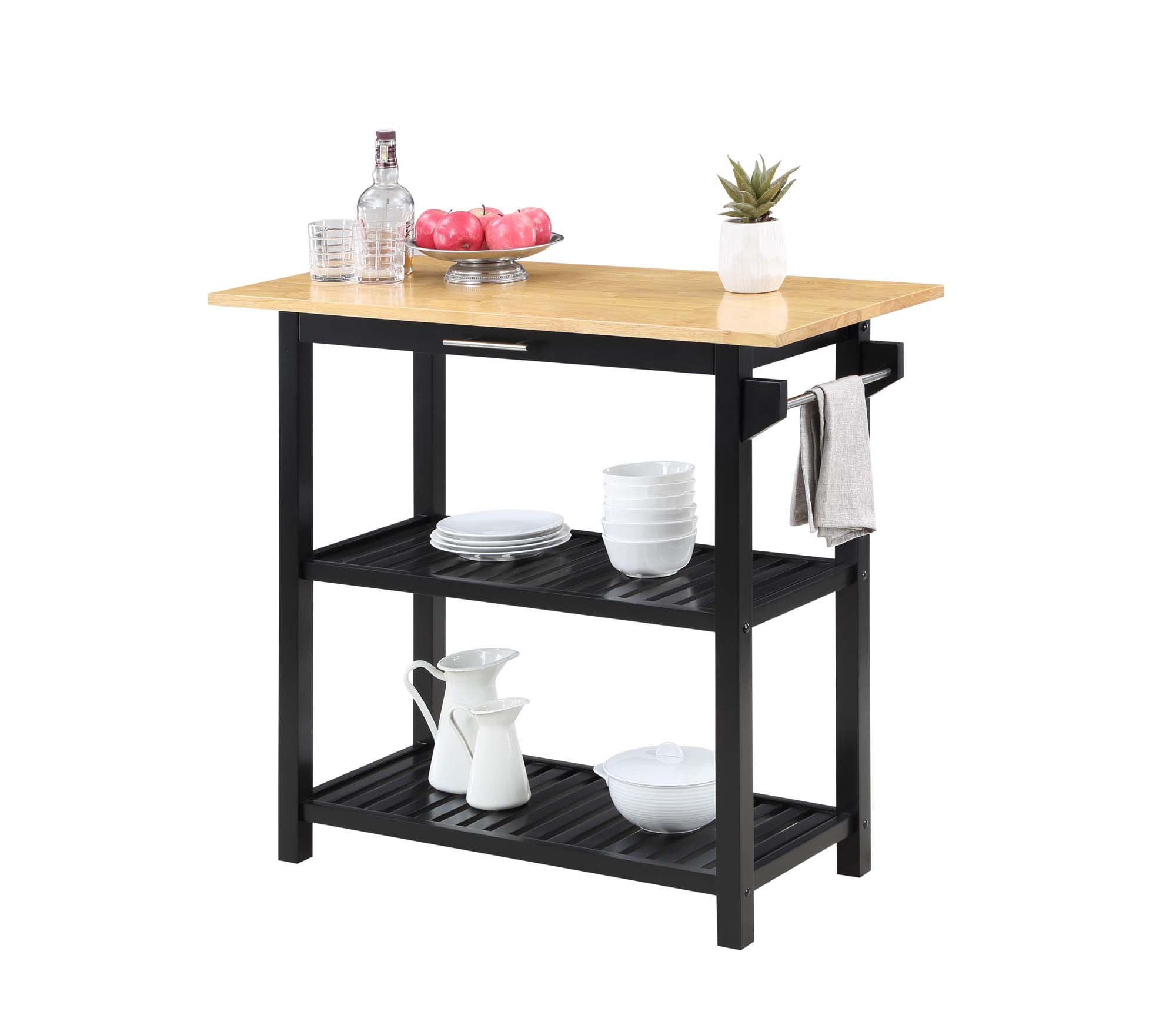 Convenience Concepts Designs2Go 3 Tier Butcher Block Kitchen Prep Island with Drawer, Multiple Finishes
