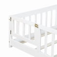thumbnail image 7 of Mirightone Twin Size Floor Bed , Wood Montessori Floor Beds with Fence Railings, Door & Slats Support, Twin Playhouse Bed Frame, (White), 7 of 7