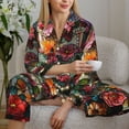 thumbnail image 6 of Salouo Stained Glass Floral Cake Pattern Women's Pajamas Set Long Sleeve Button Down Sleepwear Soft Pj Lounge Sets for women 2 Piece Pjs Set with Long Pants-XX-Large, 6 of 7