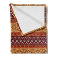 thumbnail image 2 of Tribal Soft Flannel Fleece Throw Blanket, Maya Inspired Horizontal Esoteric Latin Inspired Geometric Pattern Print, Cozy Plush for Indoor and Outdoor Use, 50" x 60", Ruby Apricot, by Ambesonne, 2 of 5