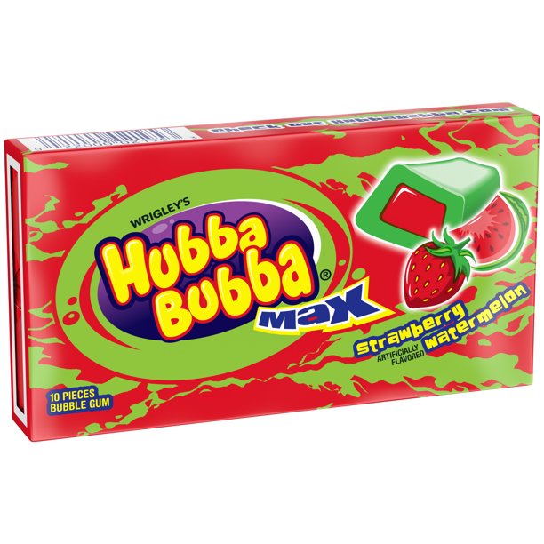 Hubba Bubba Max Strawberry Watermelon Bubble Gum 10 Piece Pack Walmart Com