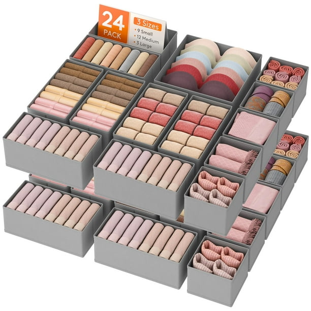 Organizador de cajones Lifewit Clothes for Clothes for Closet, 24 unidades, color gris