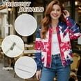 thumbnail image 6 of Xixirimido Women's Bomber Jacket Lightweight Casual Coat with Pockets Zip Up Windbreaker Jacket Fall Winter Outfit Trendy, Vintage Union Jack, XX-Large, 6 of 7