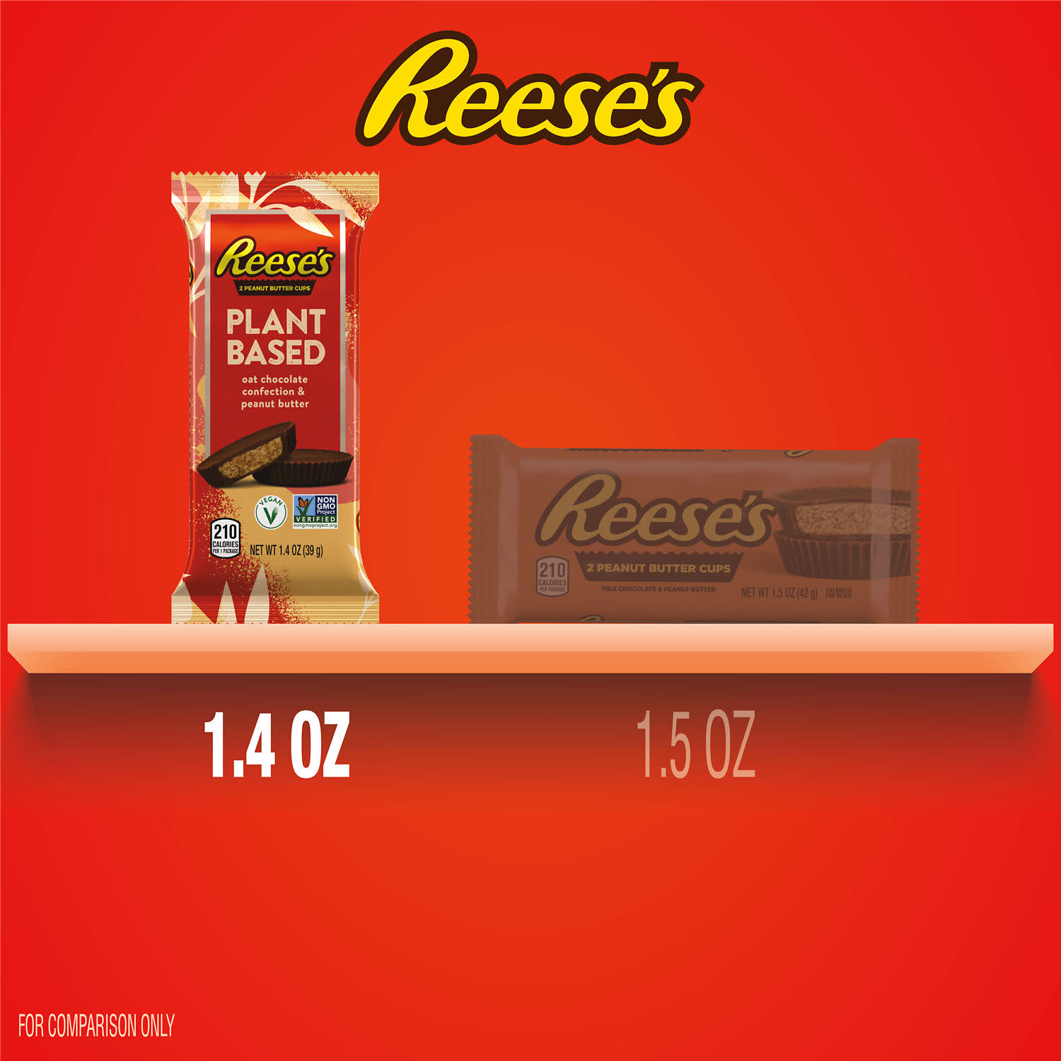 Reese's Plant Based Oat Chocolate Confection Peanut Butter Cups Candy, Pack 1.4 oz