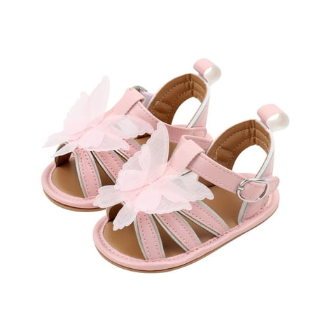 Awevudst Baby Girls Summer Sandals Non-Slip Sole Butterfly Flat Shoes