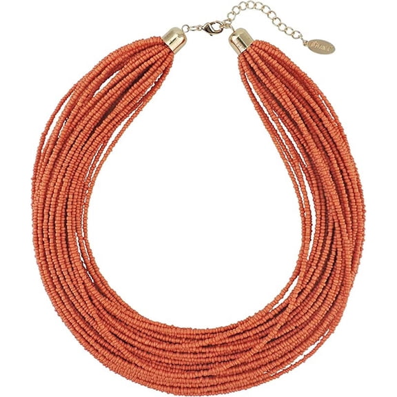 Bocar Multi Layer Seed Beads Chunky Bib Statement Cluster Collar Necklace for Women Gift, 19inch (NK-10351-Burnt Orange)