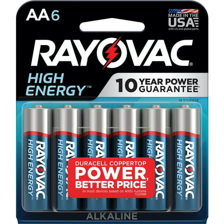 Rayovac High Energy AA Batteries (6 Pack), Double A Batteries