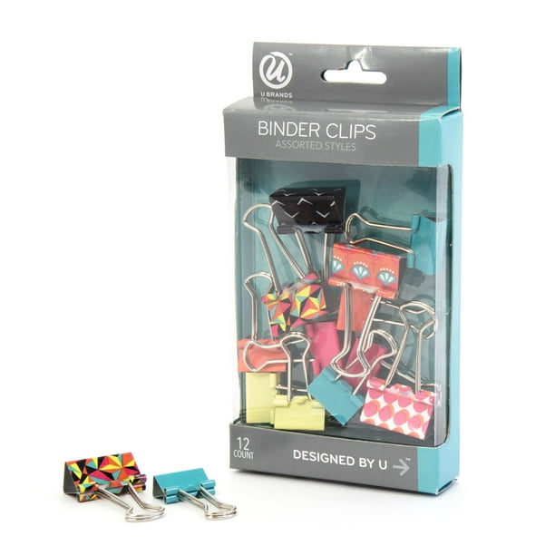 U Brands Binder Clips, Medium 1Inch Width, Small 3/4Inch Width, Pop