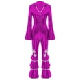 thumbnail image 3 of Eandarui Women's 70s Disco Dance Jumpsuit Shiny Hippie Disco Costume Metallic Singer Movie Star Purple 4XL, 3 of 6