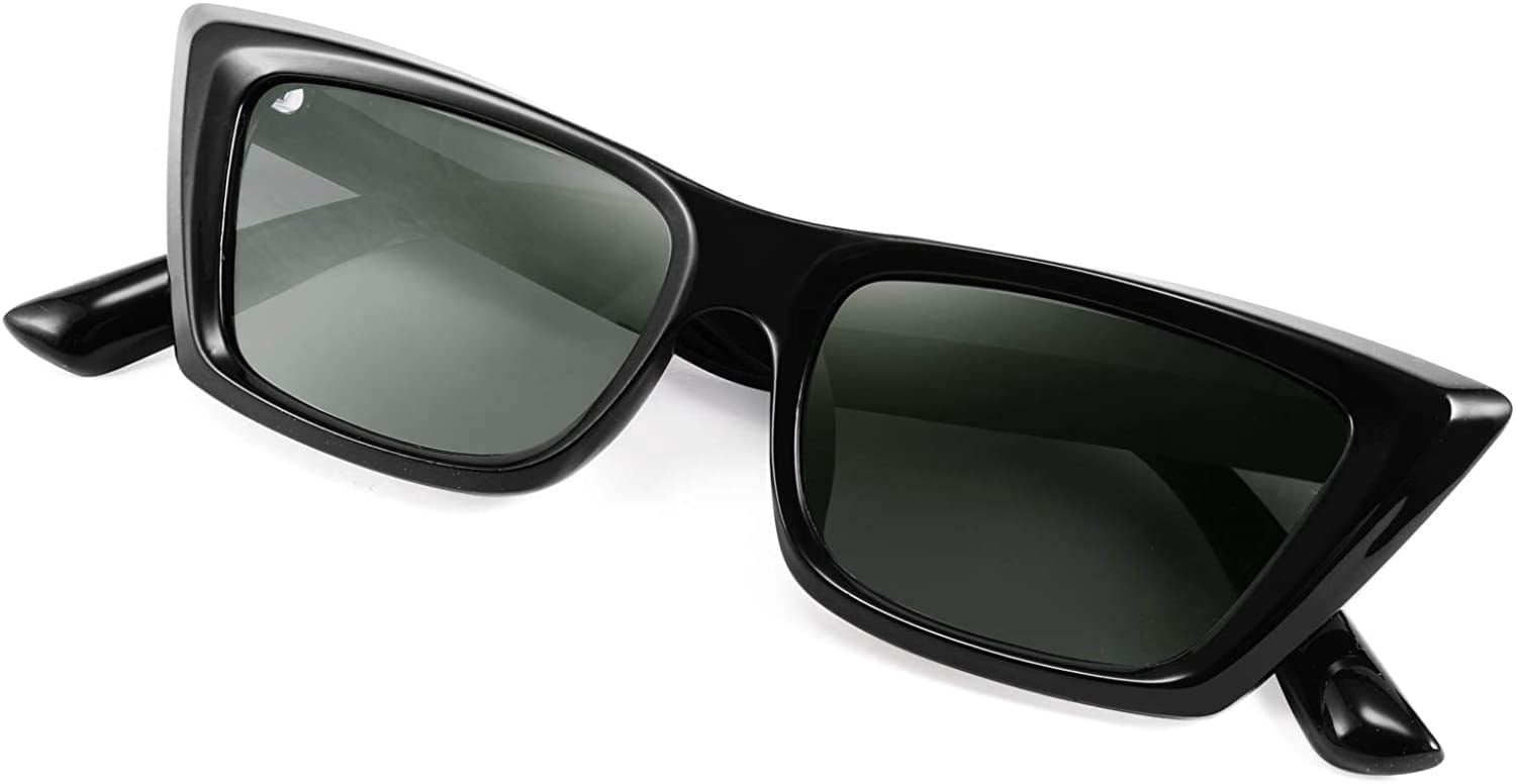 Small Cateye Square Polarized Sunglasses Classic Thick Rectangle Frame Retro Medium Square Flat Lens Thick Rimmed Rectangle  main image 3