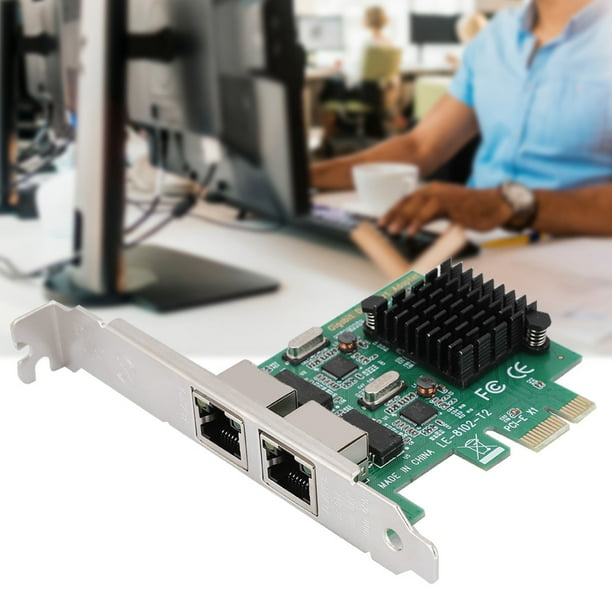 Tarjeta Gigabit 8102-T2, Disipador de Calor de Aleación, Dado de Oro Gruesos, Soporte de Ranura PCI-E, RJ-45X2. Con Marcos Jumbo, Control de fluJo dúplex Entero, Soporte de