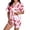 d-499Pink305, variant on MEZZALL Women Satin Pajama Set Lapel Collar Short Sleeve Button Down Top Elastic Waist Shorts Loungewear Sleep Set Bowknot Print Sleepwear for Ladies Home Nightwear Fashionable 2 Piece Pjs