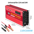 thumbnail image 2 of Power Inverter 2000W  DC 12V/24V to AC 110V Converter with Dual USB & Display - Car/Truck/RV Inverter, 2 of 7