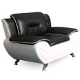 thumbnail image 1 of ViscoLogic Paradise Pillow Top Premium Faux Leather Sofa, Couch For Home Office Living Room (Arm Chair, BlackWhite), 1 of 4