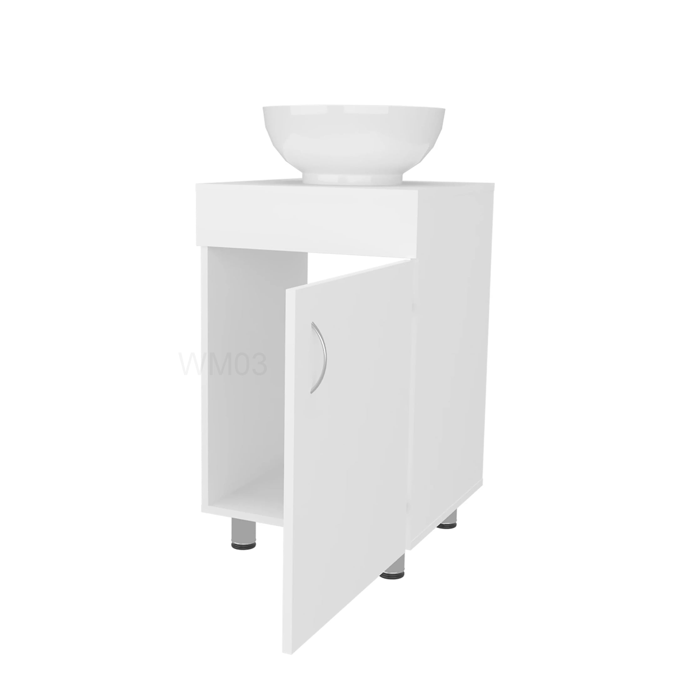 Compact White Bathroom Vanity with Integrated Sink and Drawer