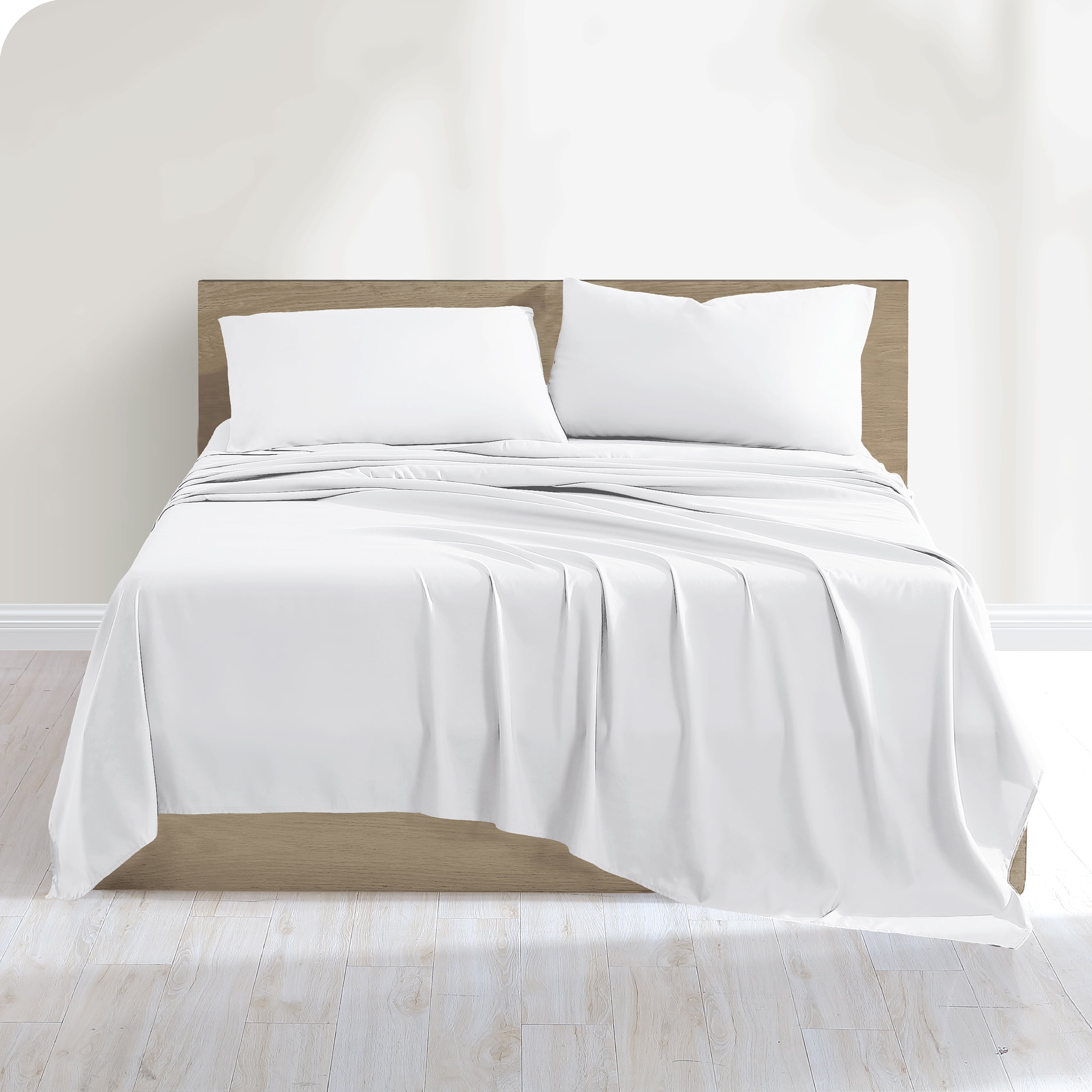 Twin White Cotton Fitted Bed Sheet | Organic Cotton with Silicone Gripping Edges | Public Goods