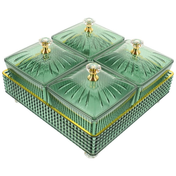 WHAMVOX Dry Fruit Plates Candy Tray with Lid Small Serving Dried Appetizer Green