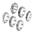 thumbnail image 2 of De Anillos De Acero Inoxidable Para Hombres Y Mujeres, Anillos Anchos Vintage, Anillo De Amistad De Compromiso, Anillos Con Anillos De Cadena, Anillos Giratorios 6 Uds Speravity AP007349-02, 2 of 6