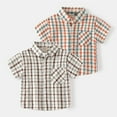 thumbnail image 4 of YTDSCS Boys Summer Shirts for Kids Toddler,1-8Years Baby Short Sleeve Shirts Plaid Lightweight Cotton Boys Button down Shirt Kids Clothes, 4 of 8