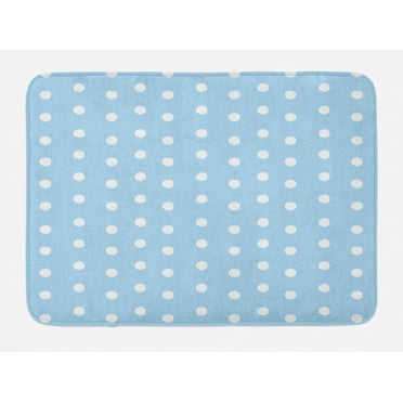 Aqua Bath Mat, Watercolor Style White Spots on Blue Backdrop Retro Style Polka Dots Baby Pattern, Non-Slip Plush Mat Bathroom Kitchen Laundry Room Decor, 29.5 X 17.5 Inches, Baby Blue White, Ambesonne