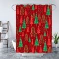 thumbnail image 2 of Christmas Shower Curtain Red Green Xmas Tree Star Polka Dots Cartoon Modern Geometric Pine Fir Simple Winter Holiday Happy New Year Bath Curtain with Hook, 2 of 6