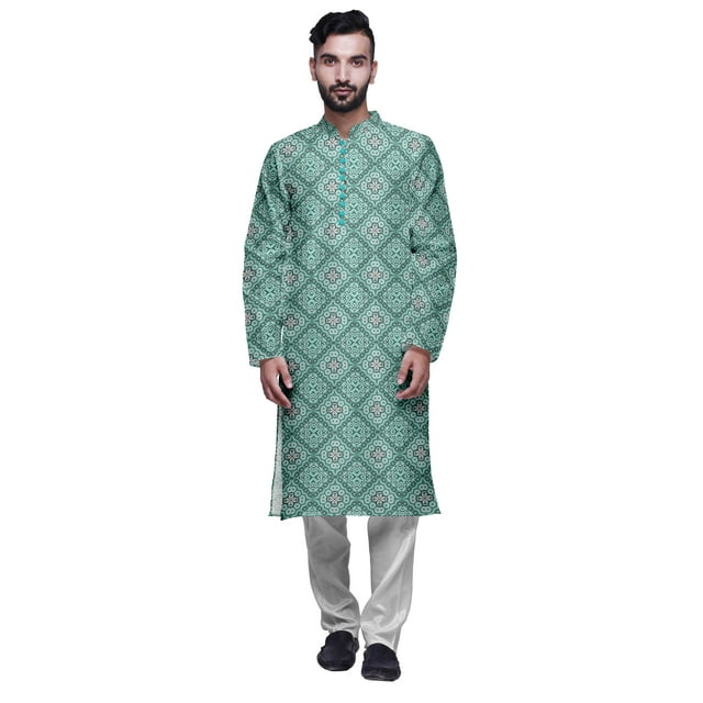 Atasi Kurta pour Homme en Satin Modal Imprimé avec Ensemble de Pyjama Churidar Vêtements d'Été