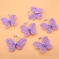 thumbnail image 2 of 100 mariposas de lentejuelas de hilo de malla transparente, mariposa morada, nailon, delicadas piedras preciosas, decoración de prendas, suministros para fiestas, bodas, tema de mariposas (púrpura), 2 of 5